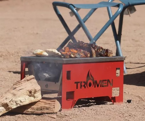 Parrillero Portatil Chapa Carbon Leña Camping Mini Tromen