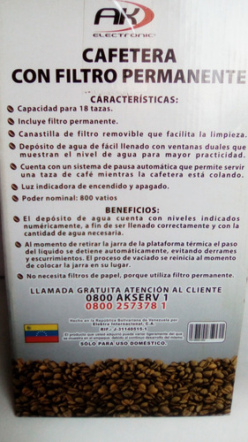 Imagen 10 de 10 de Cafetera Ak Electronic Modelo 18 Tazas Mo. Cafaken612