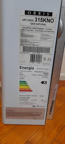 Calefón Orbis 315kno Gas Natural Automático 14 Litros Blanco Gn (Usado)