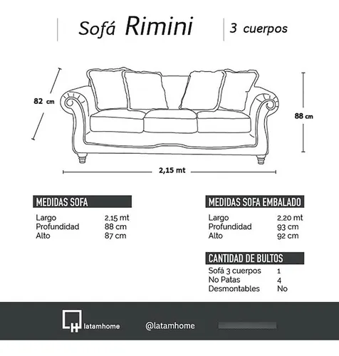 Living Rimini 3-2 Tela Velvet - Latam Home