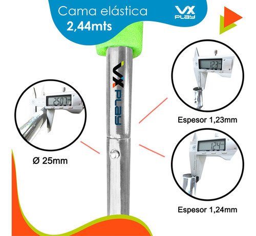 Cama elástica Vxplay de 2,44 metros de proteção reforçada, cor da rede, tela de salto, capa de primavera preta, cor verde