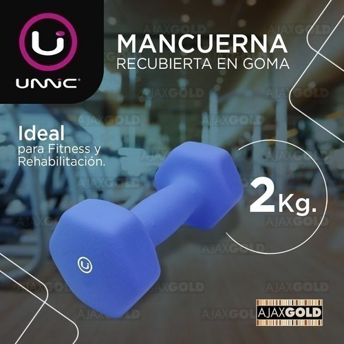 Imagen 2 de 7 de Mancuerna Recubierta Goma 2 Kg Pesa Gym Fitness Funcional