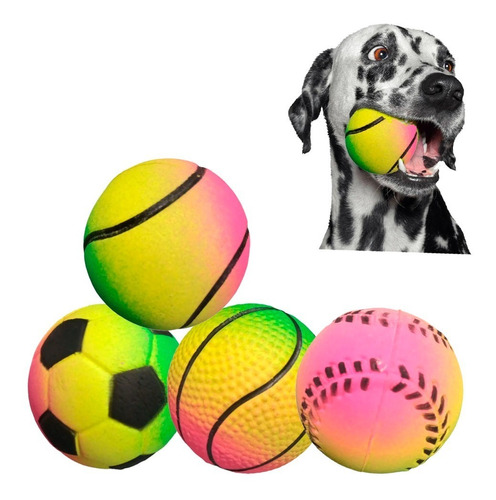 Juguete Pelota Multicolor Para Perros X 3 Unidades