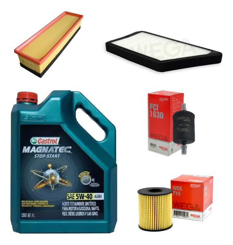 Kit 4 Filtros + 4l Aceite Castrol 5w40 Peugeot 207 1.4