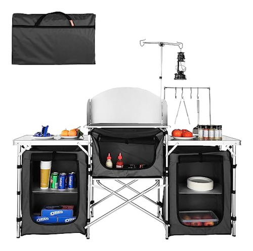 Vbenlem Camping Kitchen Table, Aluminum Portable Folding