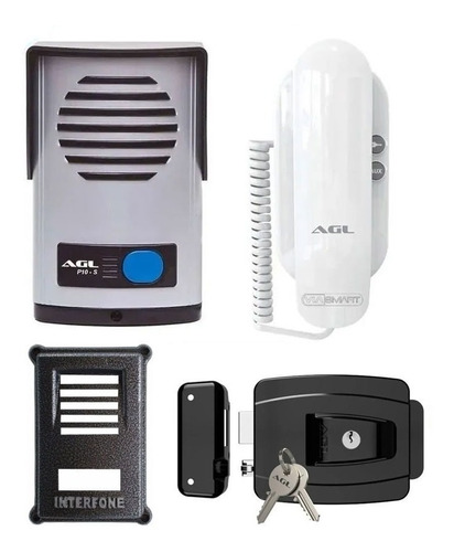 Kit Interfone Eletrônico Agl + Fechadura Elétrica Agl Grande