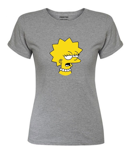 Polera Mujer Algodón Estampada Lisa Simpson