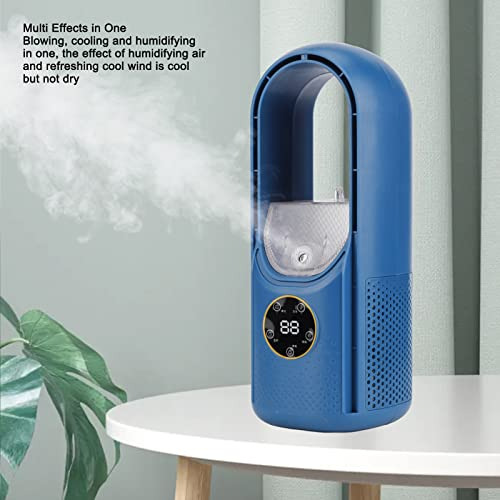 Ventilador Sin Aspas Niebla 2 En 1 6 Velocidades Usb Led Azu