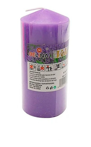 Vela Cilíndrica Púrpura Con Aroma De Lavanda 4.5x10cm