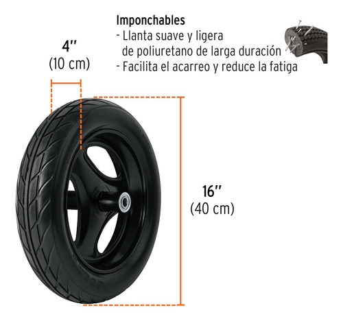 Carretilla 6ft3 Imponchable, Bastidor, Truper Expert 100417 Naranja