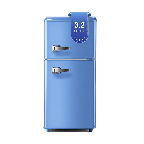 Ootday Mini Refrigerador Retro De 2 Puertas Con Congelador,