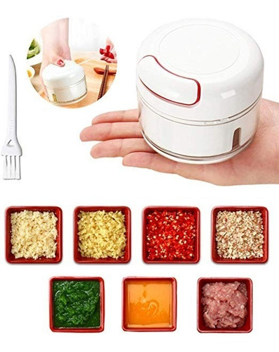 Imagen 3 de 10 de Picadora Manual Verduras Mini Cortador Vegetal Pica Cebollas
