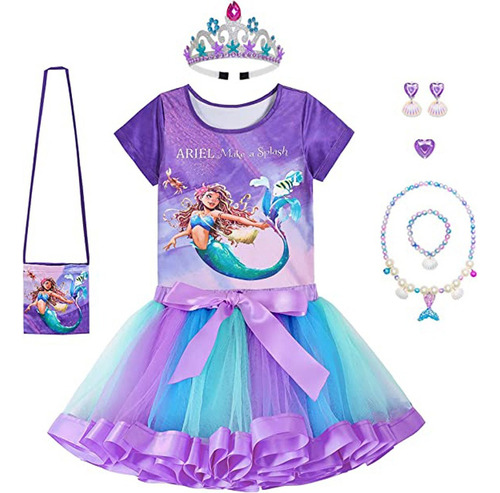 Disfraz De Princesa Ariel De Sirenita Para Niñas Conjunto Tutu Fiesta Cumpleaños Carnaval Halloween Navidad