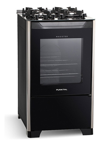 Cocina A Gas Punktal Pk-490g Con Grill Vidrio Color Negro