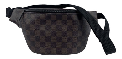 Bolsa Pochete De Cintura Ombro Transversal Necessaire Cor Marrom Desenho do tecido Xadrez