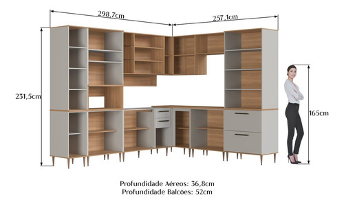 Cozinha Modulada Completa Isabelle 10 Peças Com Torre Wt