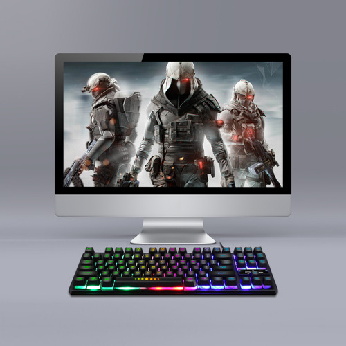Teclado Ergonómico Para Juegos Con Cable Usb Gk-10, 87 Tecla