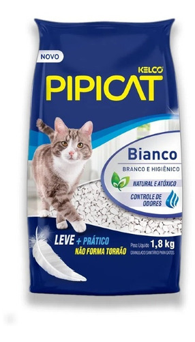 Areia Sanitária Kelco Pipicat Bianco 1,8 Kg Rápido x 1.8kg de peso neto