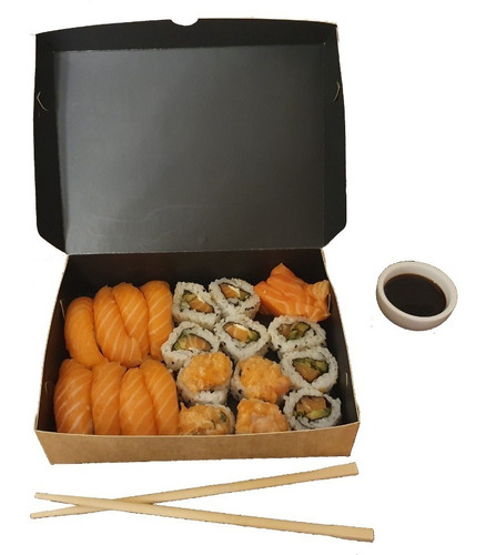 Caja Sushi Mediana Rustica 20-24 Piezas, 50 U. Lam Int./ext