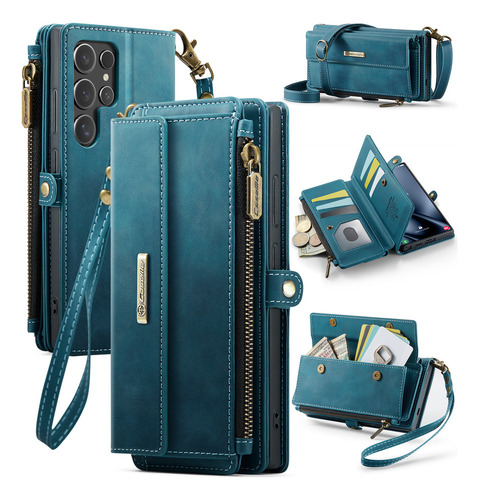 Funda De Piel Tipo Cartera Con Cierre Cruzado For Samsung Galaxy S25 Ultra S25 Plus S25 Plus S25 Con Bloqueo Rfid