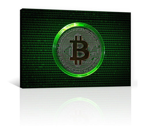 Cuadro Decorativo Canvas Moneda Bitcoin Cripto Verde 