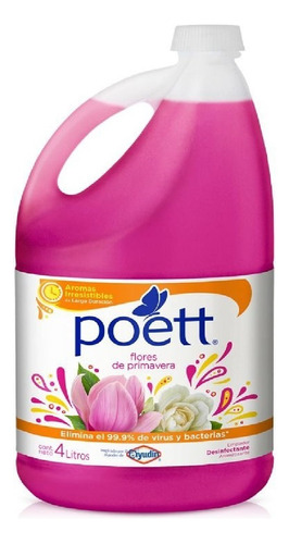 Limpiador Liquido Piso Desinfectante Poet  4 L Multiuso Flor