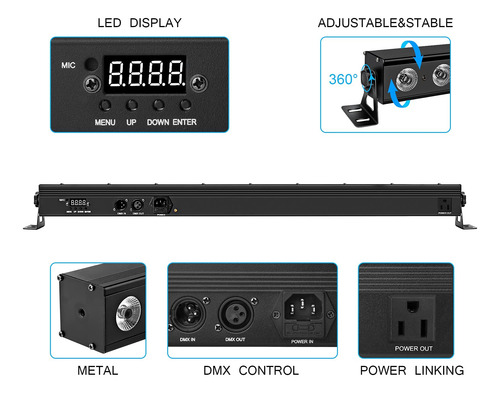 Barra De Luz Rgb De 100 Centímetros 18 Leds Para Dj Y Fiesta