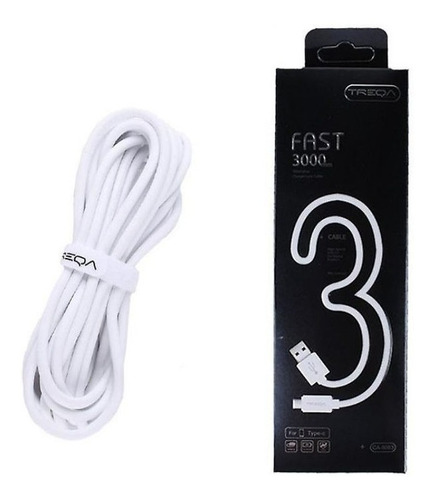 Cable Celular Usb C 3 Metros Carga Y Datos Diginet Color Blanco