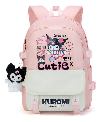 Mochila Kuromi, mochila grande para meninas, mochila escolar rosa/grande