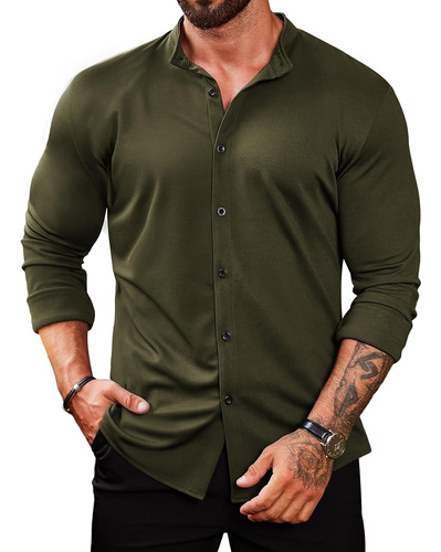 Camisa Casual Con Botones Para Hombre, Camisas De Vestir