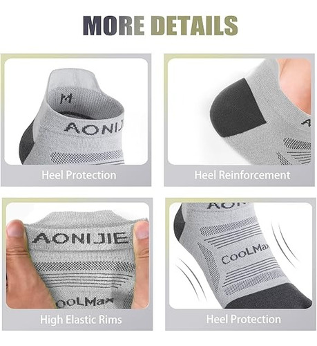 Medias 5 Dedos Corte Bajo Coolmax Aonijie Running Pack X3 Varios M (39-42)
