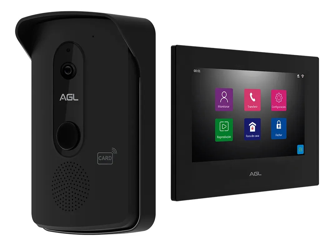 Vídeo Porteiro Wi-fi Vp7 Card App E Tag Agl 2026 Preto