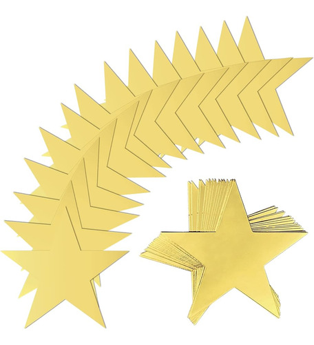 100 Pcs Oro Con Purpurina Recortes De Cinco Estrellas Doble 