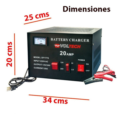 Imagen 5 de 6 de Cargador De Batería 12v24v - 20a Manual -carga Rápida Lenta
