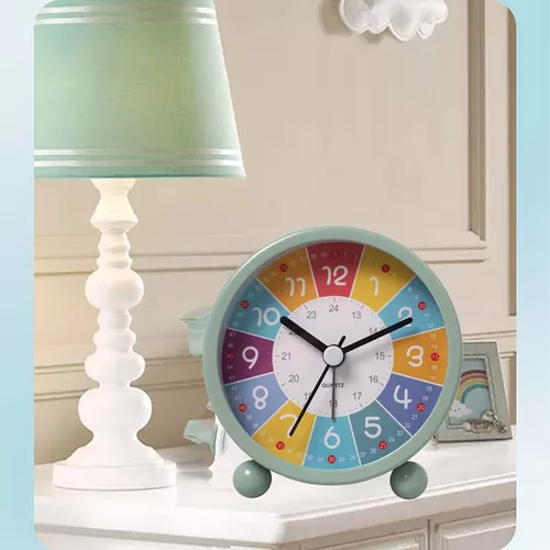 Reloj de pared para niños con mecanismo de cuarzo silencioso sin tictac,  fácil de leer y aprender a decir la hora, reloj de pared silencioso para
