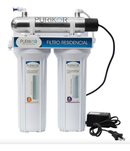 Filtro Purificador De Agua 3 Etapas Purikor 0.5 Gpm. Luz Uv