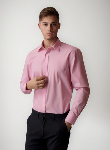 Camisa Clásica De Vestir De Hombre Bpremium Ccuello Italiano