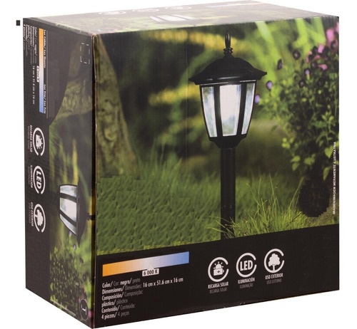 Pack Estacas Solares Led 4 Unidades Jardin Farol Foco Solar Pack Estacas Solares Led 4 Unidades Jardin Farol Foco Solar