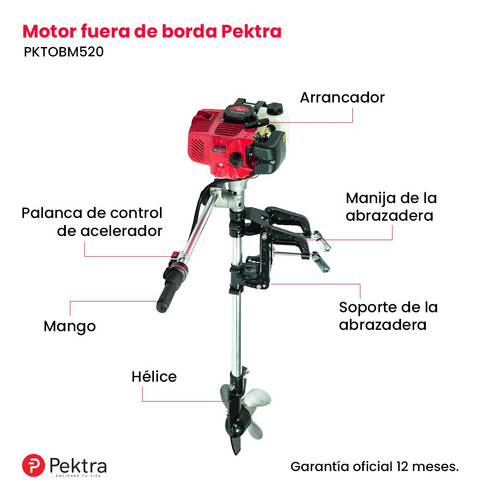 Imagen 5 de 10 de Motor Fuera De Borda Pektra 2t Refrg X Aire 52cc Para Bote!