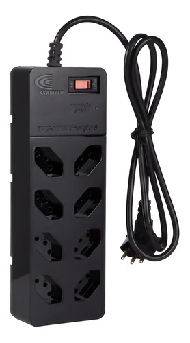 Filtro De Linha Com Dps Iclamper Energia 8 Tomadas Régua Com Tecnologia Lcf Preto 127/220v