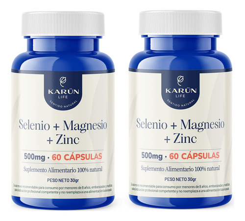 Pack Doble Selenio+ Magnesio+ Zinc 120 Cap Karun Life