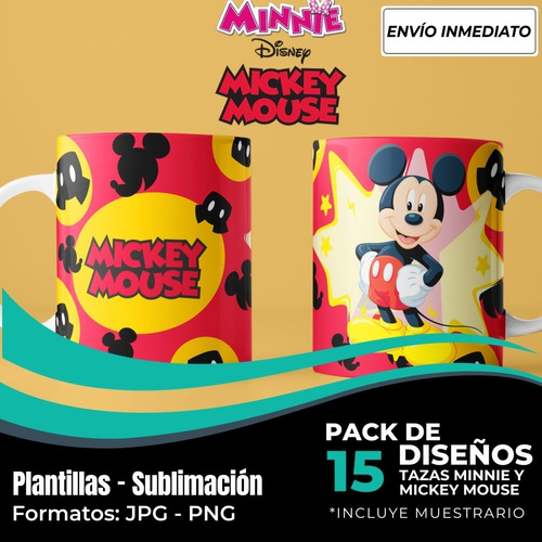 Diseños Plantillas Tazas Mickey Mouse Disney Sublimación M3