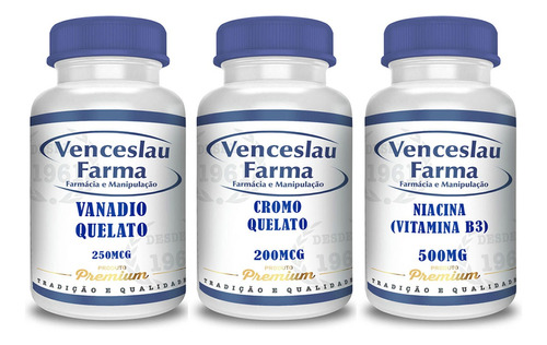 Vanadio 250mcg+cromo 200mcg+vit B3 500mg  1pote C/90 Cada