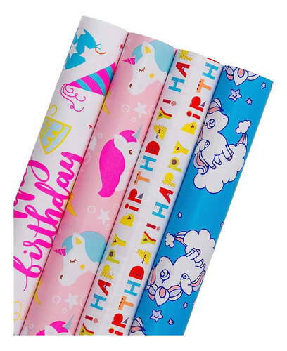 Wrapaholic Birthday Wrapping Paper Roll - Unicornio Rainbow 