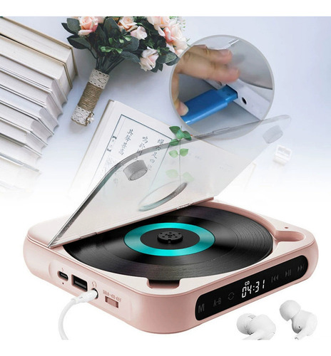 Leitor De Cd Portátil Bluetooth Com Alto-falante