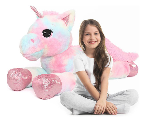 Muiteiur Almohada De Peluche Grande De Unicornio Suave Con D