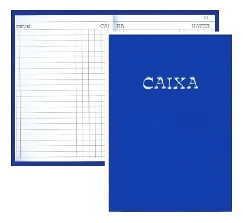 Livro Caixa Comercial Capa Dura Pequeno 1/4 Tamoio 100 Fls Cor Azul