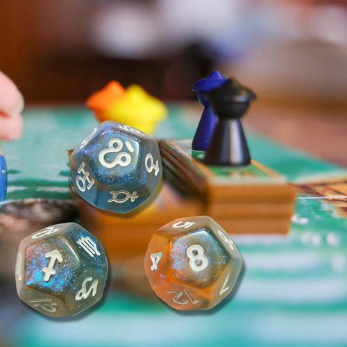 3 Peças D12 Dados Poliédricos Astrologia Dados De Estilo C