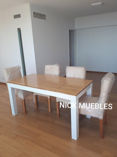 Juego De Comedor, Mesa Exte Color Paraiso +8 Sillas Chenille