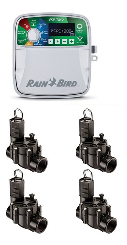 Sistema 4 Estaciones Riego Rain Bird: Controlador + Valvulas